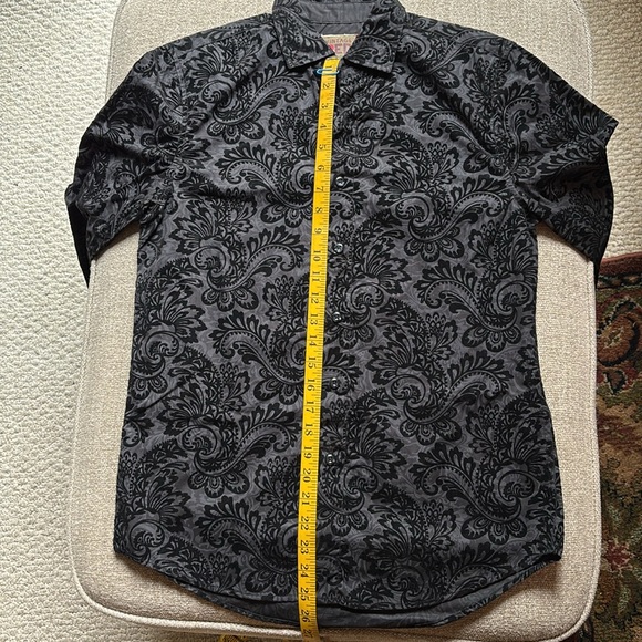 Black paisley cotton/poly blend button down shirt - Picture 4 of 4